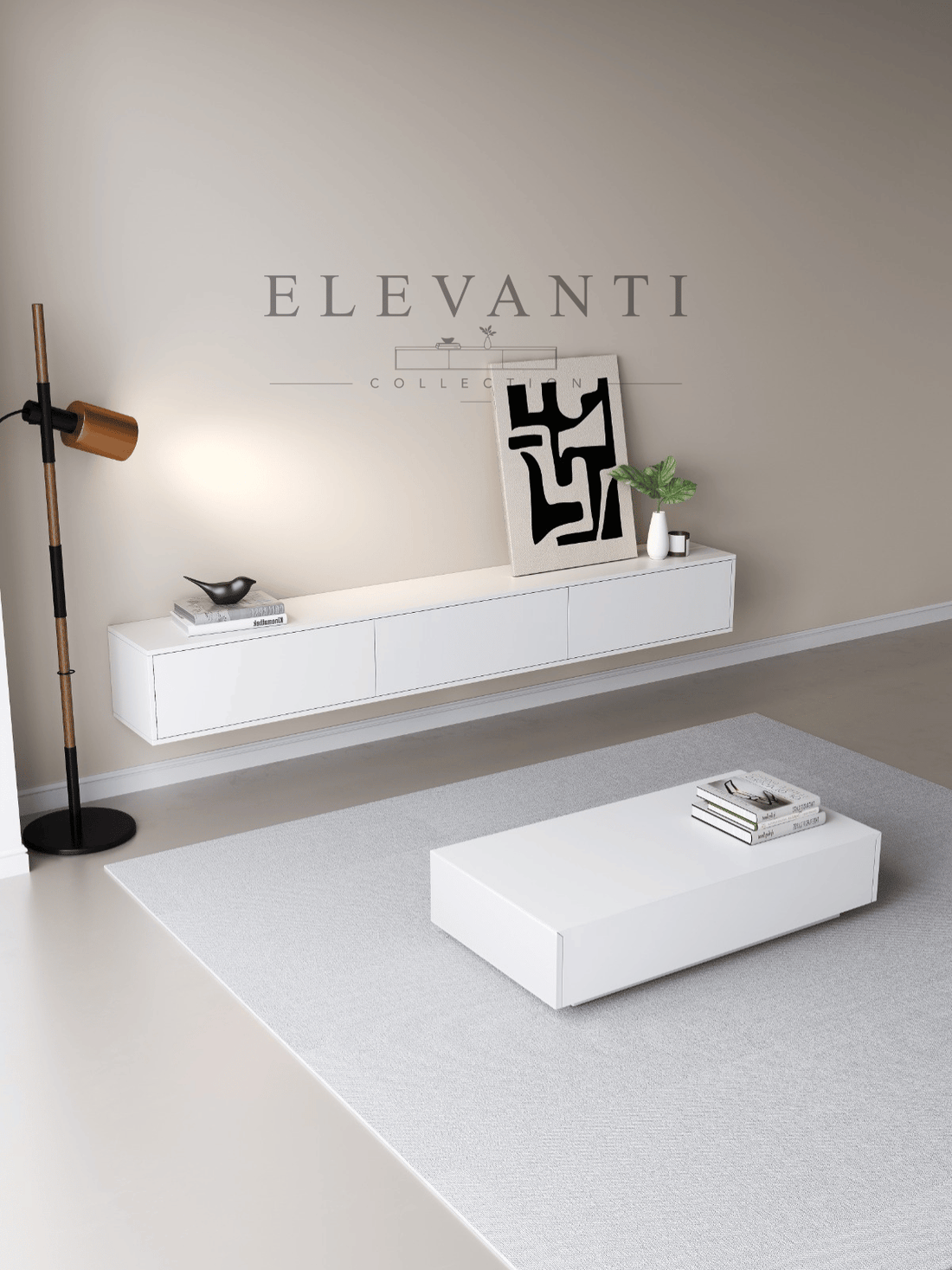 ELEVANTI Chalk White TV-Meubel — 150 cm