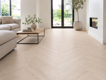 Licht Gebleekt Eiken (White Oak) SPC Visgraat Klikvloer Incl. Ondervloer (5mm) (1.875m²)
