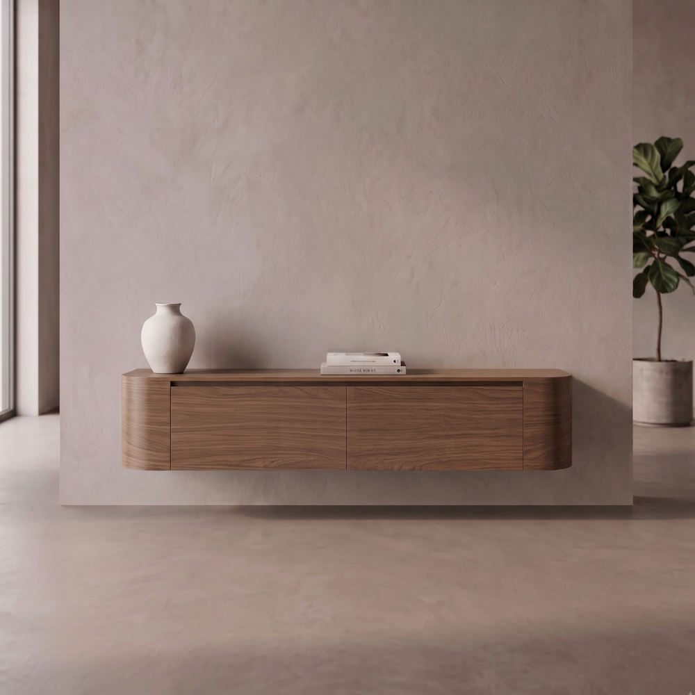 Japandi TV-Meubel Curve 180 cm Walnoot | ELEVANTI