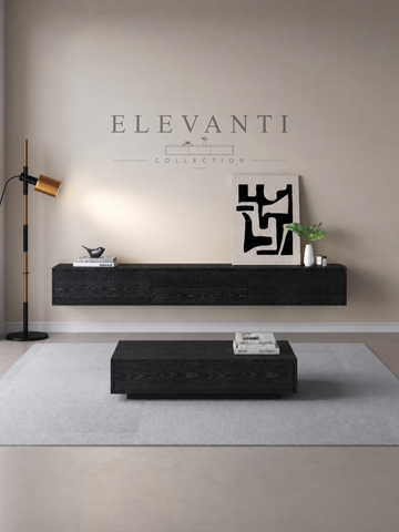 ELEVANTI Zwart Eiken TV-Meubel — 240 cm